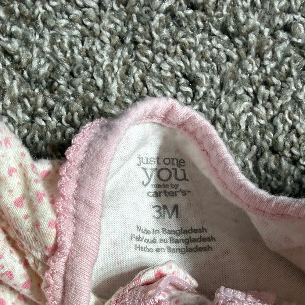 Carter's Baby Girl Pink and White Footie Pajamas Size 3 Months